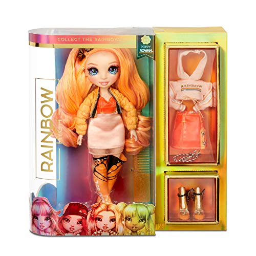 Rainbow High Muñeca De Moda Sunny Madison Muñeca En Amarillo con Conjuntos Elegantes Surprise High Muñeca De Moda Poppy Rowan Muñeca En Naranja con Conjuntos Elegantes