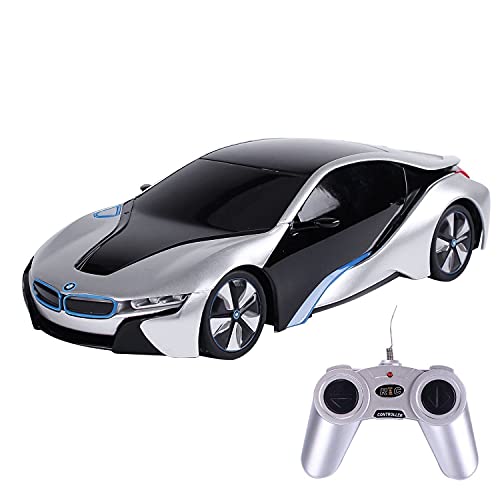 RASTAR-48400 BMW I8 1:24 Mando a Distancia para Coche, Color Blanco y Negro, Scale (Conce12pt Car)