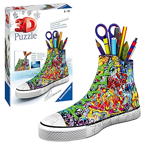 Ravensburger Puzzle 3D 12535 Graffiti Sneakers, Forma de Zapatillas de Deporte, de 108 Piezas