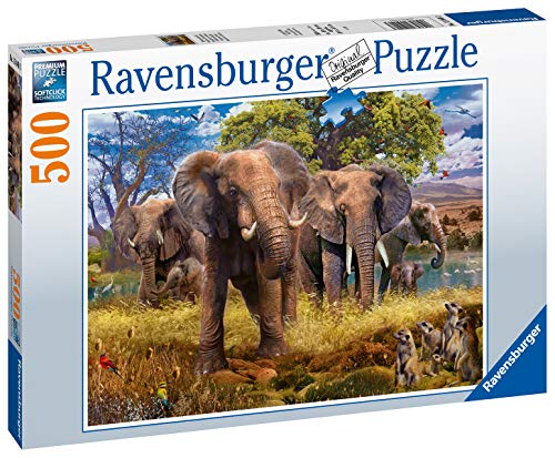 Ravensburger Puzzle, Puzzle 500 Piezas, Familia de Elefantes, Puzzles para Adultos, Puzzle Animales, Rompecabezas Ravensburger de Alta Calidad