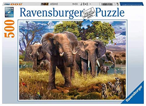 Ravensburger Puzzle, Puzzle 500 Piezas, Familia de Elefantes, Puzzles para Adultos, Puzzle Animales, Rompecabezas Ravensburger de Alta Calidad