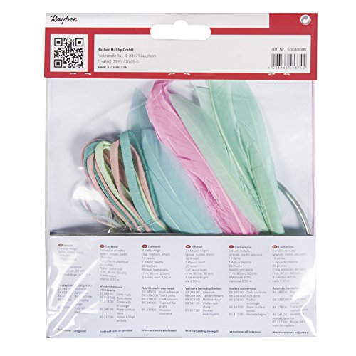 Rayher 66048000 Set DIY atrapasueños en Color Pastel, 14x41 cm. Kit para Hacer tu atrapasueños