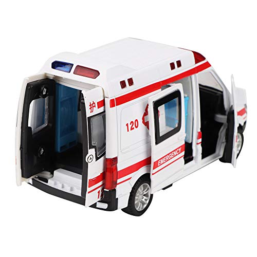 RBSD Coche de Juguete de Ambulancia, vehículo de Emergencia emulado de aleación 1:36, Modelo de fundición de Ambulancia de Rescate de Hospital con luz LED de Sonido extraíble para Juguetes de niños