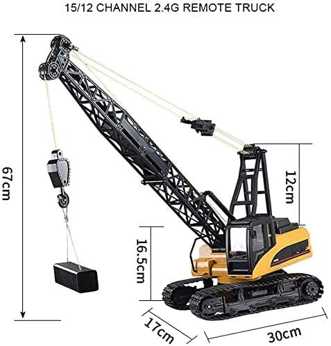 RC Cars para niños, Control Remoto Excavadora de Juguete Grande, ingeniería vehículo Torre grúa Control Remoto vehículo eléctrico, Control Remoto de 2.4GHz Torre de Control Remoto grúa