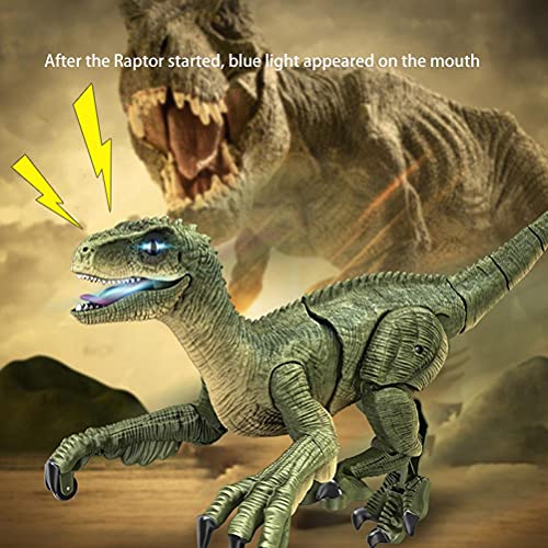 RC Dinosaur Raptor Velociraptor Simulación Modelo Animal, Control Remoto Robot Jurásico Juguete Eléctrico para Caminar para Niños Niños Niñas Regalo