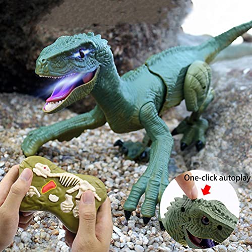 RC Dinosaur Raptor Velociraptor Simulación Modelo Animal, Control Remoto Robot Jurásico Juguete Eléctrico para Caminar para Niños Niños Niñas Regalo