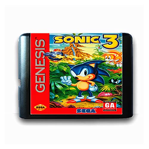 Red plum GAOHEREN Sonic 3 por 16 bits Sega Maryland Tarjeta de Juego Apta for Mega Unidad for Génesis Estados Unidos Amigo Consola de Videojuegos de versión GHR (Color : US PAL Shell)