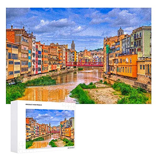 Redecor 1000 piezas casas coloridas en Girona España Jigsaw Puzzle para niños adultos, multicolor