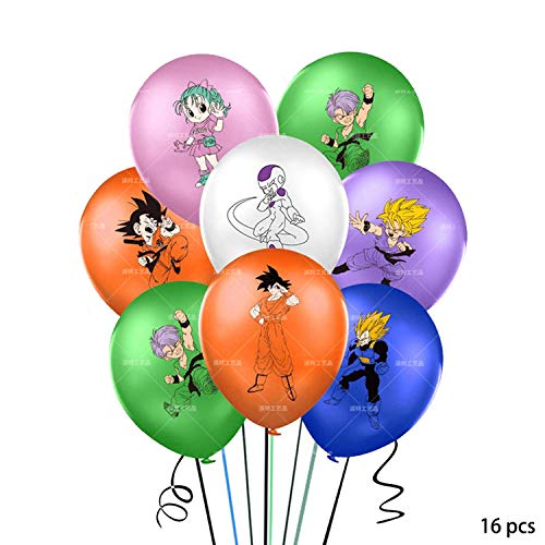 REYOK Kit de Decoraciones de Cumpleaños de Dragon Ball Globos de Látex de Dragon Ball Cupcake Toppers Pancarta de Fiesta de Goku Suministros de Fiesta Temáticos