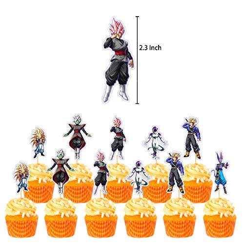 REYOK Kit de Decoraciones de Cumpleaños de Dragon Ball Globos de Látex de Dragon Ball Cupcake Toppers Pancarta de Fiesta de Goku Suministros de Fiesta Temáticos