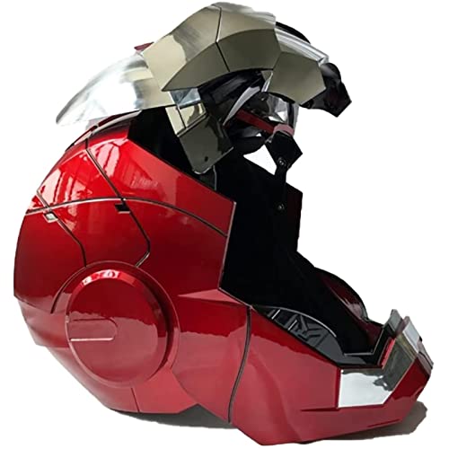 Ricnoc AUTOKING Tony Stark MK5 Casco,Marvel Legends Iron Man Casco Eléctrico,Apertura y Cierre Automáticos Máscara de Casco,Control Táctil de Varias Piezas y Control de Voz en Inglés,ABS