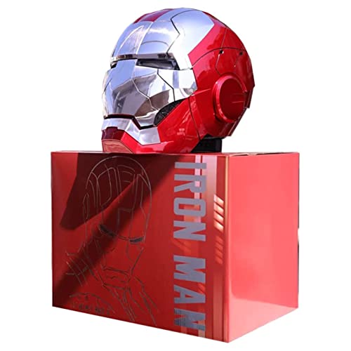 Ricnoc AUTOKING Tony Stark MK5 Casco,Marvel Legends Iron Man Casco Eléctrico,Apertura y Cierre Automáticos Máscara de Casco,Control Táctil de Varias Piezas y Control de Voz en Inglés,ABS