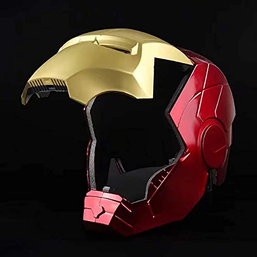 Ricnoc Iron Man Superhéroe Casco,Coleccionables Unisex Ponible y Llevada Juguete Cosplay Puntales,Vengadores 1/1 Props con La Luz,Red,ABS