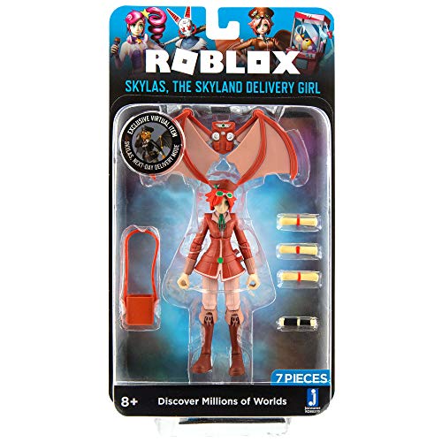 Roblox Imagination Collection - Skylas, The Skyland Delivery Girl - Figura de entrega (incluye artículo virtual exclusivo)