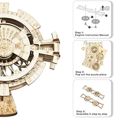 Robotime Juego de construcción de Rompecabezas en 3D para Hacer Bricolaje Modelo mecánico Kit de construcción de Corte láser Woodcraft (Calendario perpetuo)