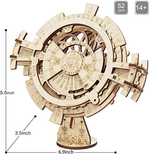 Robotime Juego de construcción de Rompecabezas en 3D para Hacer Bricolaje Modelo mecánico Kit de construcción de Corte láser Woodcraft (Calendario perpetuo)