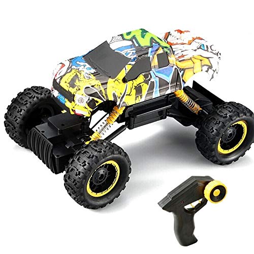 ROIY 4WD Off Road High Speed ​​RC Car 1/18 Dual Motors Rock Crawler Graffiti Racing Monster Truck Control Remoto Vehículo Off Road For Niños Y Adultos RC Cars con Dos Baterías De 2,4 GHz