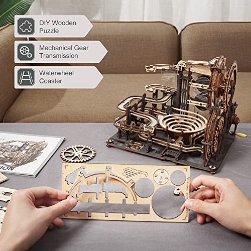 ROKR Puzzle 3D Madera Maquetas para Montar Carrera de mármol Modelo mecánico Kit de construcción con 10 Bolas de Acero para Adolescentes y Adultos, Marble Night City