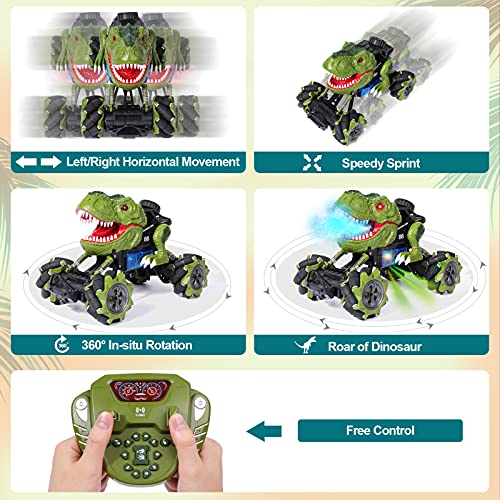 rolimate Coche teledirigido, Coche RC Potente Dinosaurio Teledirigido Juguetes para 5 6 7 8 9 10 11 12 Años Niños Niñas 4WD 2.4Ghz Sistema Recargable Coches Juguetes