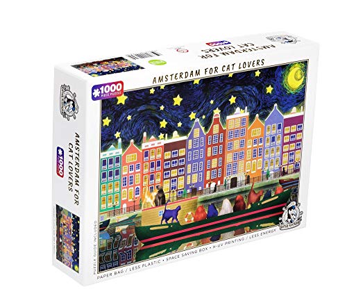 Rompecabezas Captainalbatross 1000 piezas para adultos Amsterdam para amantes de los gatos Rompecabezas Amsterdam Puzzle Van Gogh Moon Puzzle colorido gato animal Puzzle