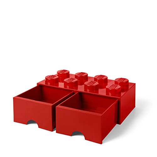 Room Copenhagen-40061730 Caja de Almacenaje Apilable, Ladrillo 8 pomos, 2 Cajones, 9.4 l, color rojo (red), 50 x 25 x 18 cm (Lego 40061730)