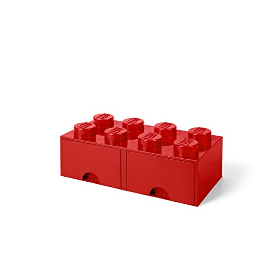 Room Copenhagen-40061730 Caja de Almacenaje Apilable, Ladrillo 8 pomos, 2 Cajones, 9.4 l, color rojo (red), 50 x 25 x 18 cm (Lego 40061730)