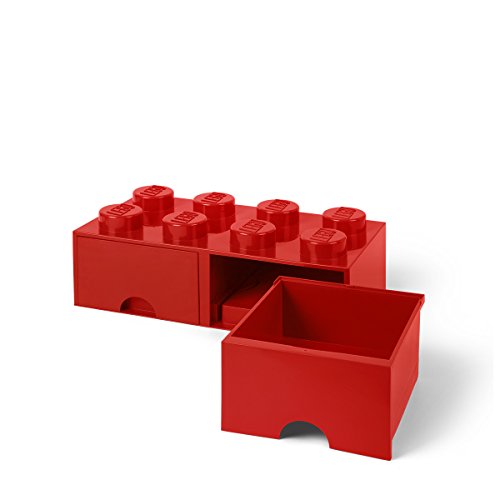 Room Copenhagen-40061730 Caja de Almacenaje Apilable, Ladrillo 8 pomos, 2 Cajones, 9.4 l, color rojo (red), 50 x 25 x 18 cm (Lego 40061730)