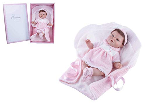 Rosa Toys- Muñeca Reborn con Pelo Vestido Lana Rosa y Estrellas (6843953)