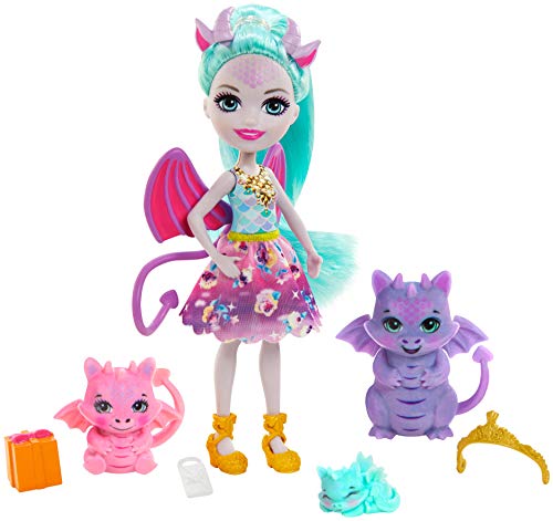 Royal Enchantimals Muñeca invitada con Regalos con Familia de Dragones de Juguete (Mattel GYJ09) + Muñeca Pegaso con Pegaso Mascota de Juguete (Mattel GYJ03)