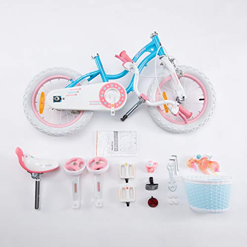 RoyalBaby Bicicleta de Niño niña Stargirl Ruedas auxiliares Bicicletas Infantiles Bicicleta para niños 16 Pulgadas Azul