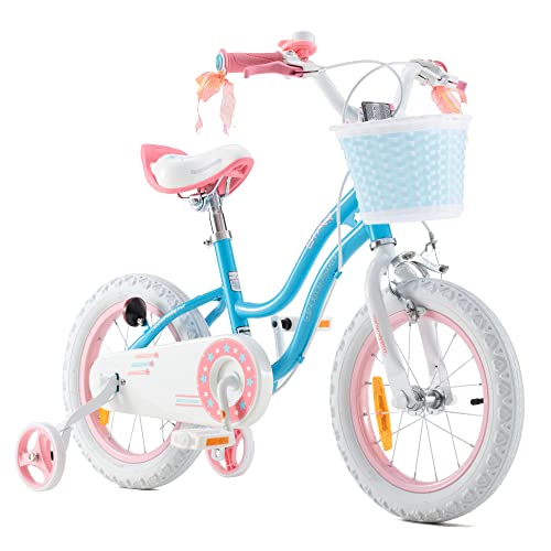 RoyalBaby Bicicleta de Niño niña Stargirl Ruedas auxiliares Bicicletas Infantiles Bicicleta para niños 16 Pulgadas Azul