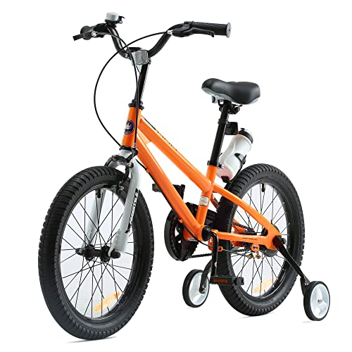 RoyalBaby Bicicletas Infantiles niña niño Freestyle BMX Ruedas auxiliares Bicicleta para niños 14 Pulgadas Naranja