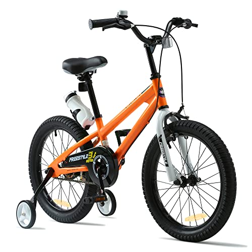 RoyalBaby Bicicletas Infantiles niña niño Freestyle BMX Ruedas auxiliares Bicicleta para niños 14 Pulgadas Naranja