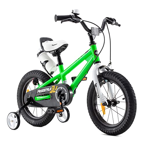 RoyalBaby Bicicletas Infantiles niña niño Freestyle BMX Ruedas auxiliares Bicicleta para niños 16 Pulgadas Verde