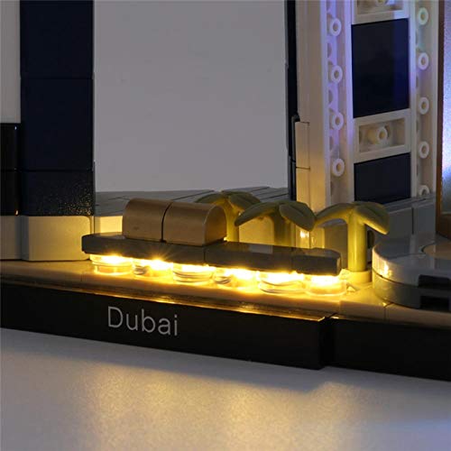 RTMX&kk USB Juego de Luces de para Arquitectura Dubai Modelo de Bloques de Construcción, Kit de Luces Compatible con Lego 21052 (Modelo Lego no Incluido)