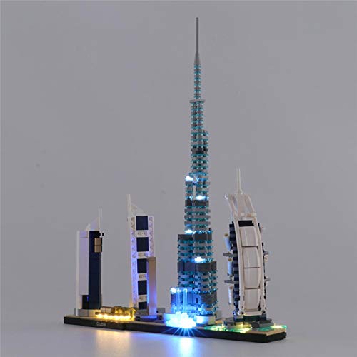 RTMX&kk USB Juego de Luces de para Arquitectura Dubai Modelo de Bloques de Construcción, Kit de Luces Compatible con Lego 21052 (Modelo Lego no Incluido)