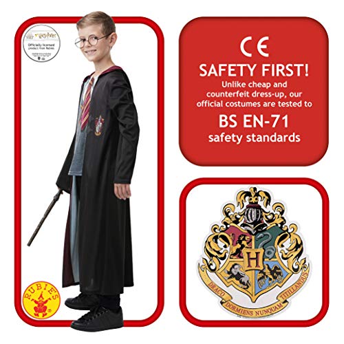 Rubies - Disfraz oficial de Harry Potter Gryffindor de lujo, incluye varita y vasos, tamaño de niños de 11 a 12 años