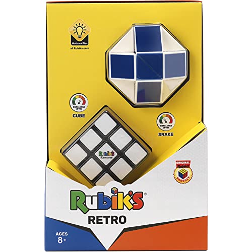 Rubik's-El Cubo diRubik L'Originale, Retro Pack, 3 x 3 + Snake, Rompecabezas Profesional, Edad 8+, 6062615 (Clementoni