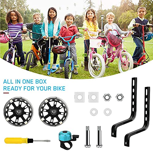 Ruedas De Entrenamiento De Bicicleta,Ruedas de Apoyo para Niños,Ruedas Niño Bicicleta,Ajustable de Ruedas Laterales de Entrenamiento para Niños,Entrenamiento de Bicicleta de 12" -20". (Recuerdo)