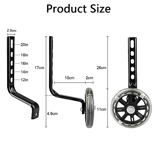 Ruedas De Entrenamiento De Bicicleta,Ruedas de Apoyo para Niños,Ruedas Niño Bicicleta,Ajustable de Ruedas Laterales de Entrenamiento para Niños,Entrenamiento de Bicicleta de 12" -20". (Recuerdo)