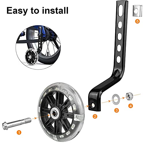 Ruedas De Entrenamiento De Bicicleta,Ruedas de Apoyo para Niños,Ruedas Niño Bicicleta,Ajustable de Ruedas Laterales de Entrenamiento para Niños,Entrenamiento de Bicicleta de 12" -20". (Recuerdo)
