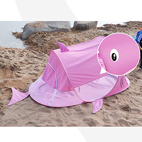 RUG Tienda de campaña para niños con diseño de tiburón y peces de tiburón, para jugar a la piscina, conveniente plegable al aire libre, sombra de sol, casa de juego 2021/8/2 (color rosa)