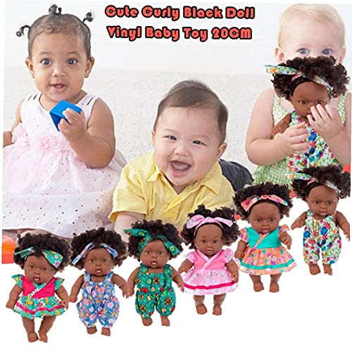 Runfun Juguete De Simulación Muñeca Negro Africano Niña del Negro Realista De La Muñeca De 20 Cm con Regalos De La Flor De Naranja Verde Falda para Niños Festivales Plantas Artificiales Al Aire Libre