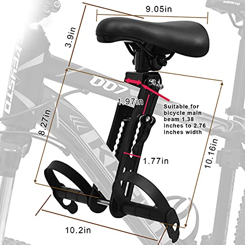 RYUNQ Asiento Infantil para Bicicleta de montaña, Asiento de Bicicleta para niños, Ajustable Bicicleta Asiento Infantil, Compatible con Todos los Adultos MTB, hasta 48 Libras (con Mango)