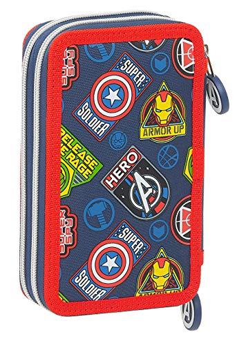 Safta Estuche Escolar con 28 Útiles Incluidos de Avengers Heroes Vs Thanos, 125x40x195m, azul marino/multicolor