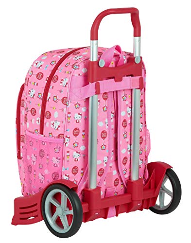 Safta Mochila Escolar con Carro Evolution Incluido de Hello Kitty Balloon, 310x140x410mm