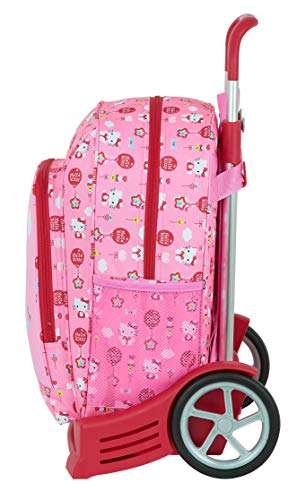 Safta Mochila Escolar con Carro Evolution Incluido de Hello Kitty Balloon, 310x140x410mm