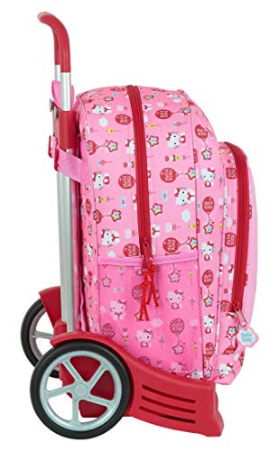 Safta Mochila Escolar con Carro Evolution Incluido de Hello Kitty Balloon, 310x140x410mm