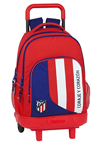 Safta Mochila Escolar con Carro Incluido y Espalada Acolchada de Atlético de Madrid, Multicolor (Atlco. Neptuno)