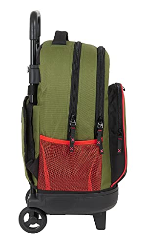 Safta Mochila Escolar con Carro Incluido y Espalda Acolchada de Munich Dynamo, 330x220x450 mm, Verde